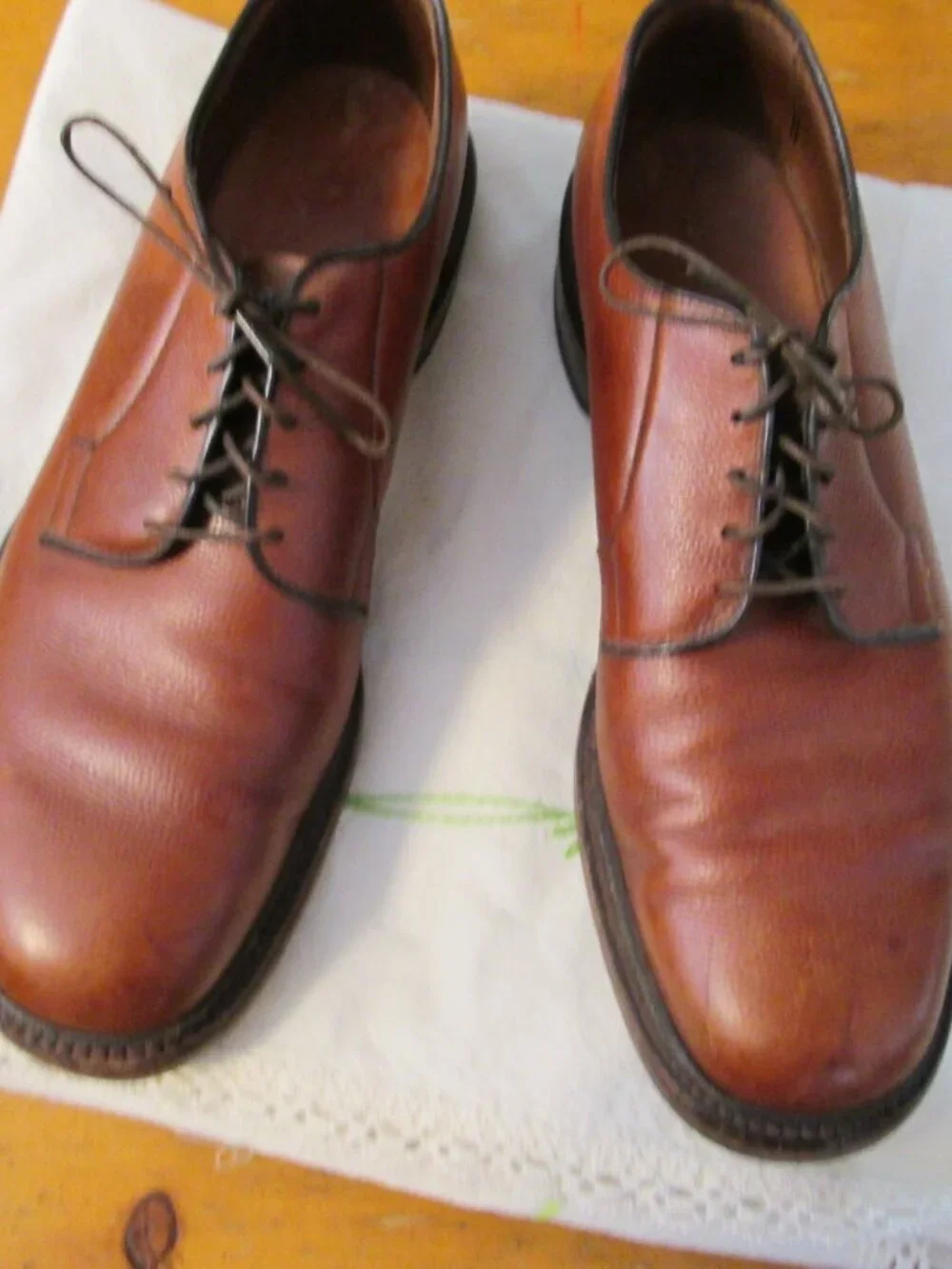 Vtg Allen Edmonds Leeds brown pebbled leather oxford dress shoes brown 9 D